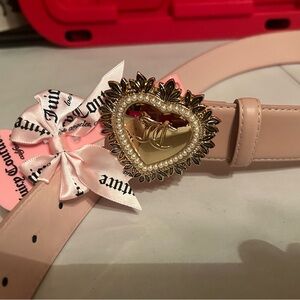 NWT Juicy Couture Pink Belt with Decorative Gold Heart Buckle Small/Medium